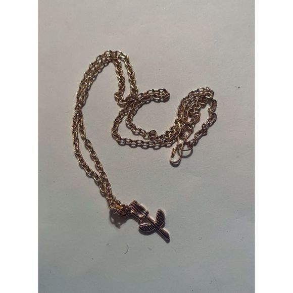 Blue AND GOLD ROSE NECKLACE - Picture 4 of 5